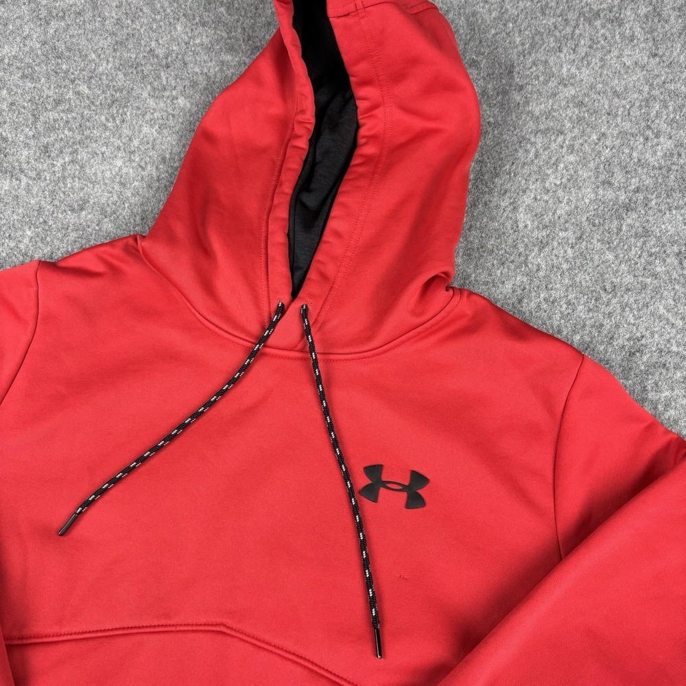 Under Armour Storm Hoodie Mens Large Red Fleece Pullover Athletic Sweatshirt
